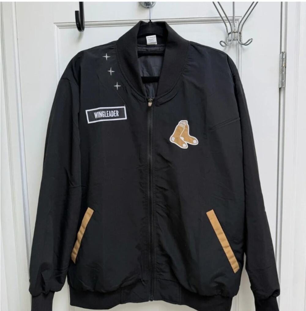 Fourth Wing x Boston Red Sox Riorson Baseball Jacket, Size M, Black/Gold, MLB